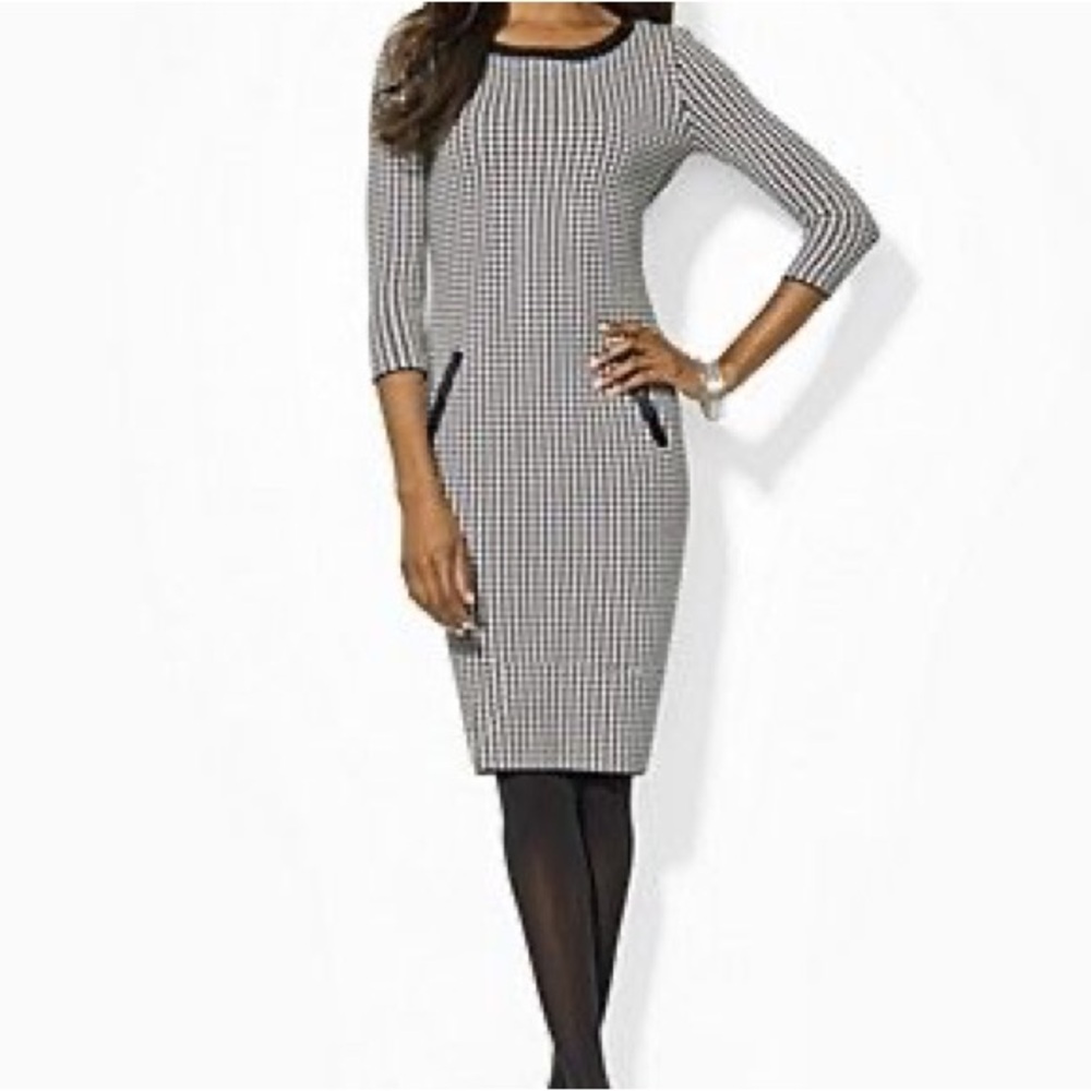 Lauren Ralph Lauren Houndstooth Long Sleeved Dress, S Excellent Condition!